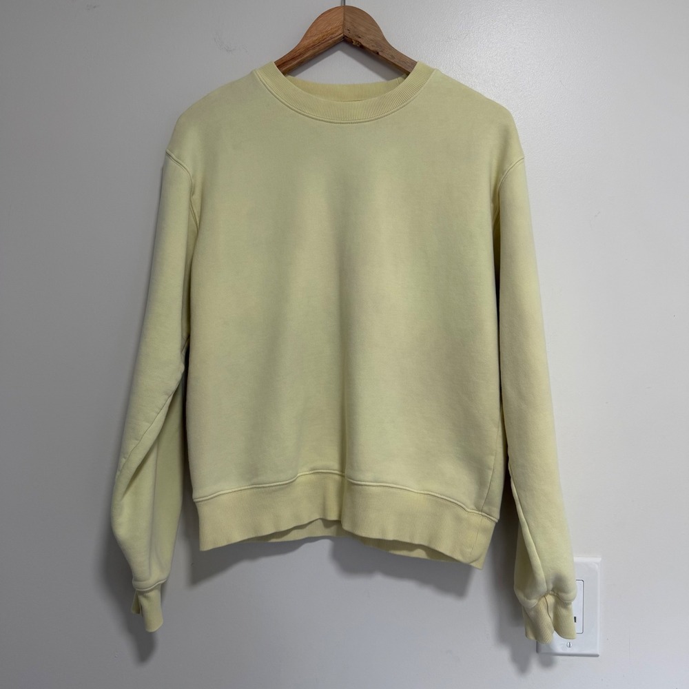 Tna Cozy Fleece Perfect Sweatshirt Womens Small Yellow Crewneck Casual